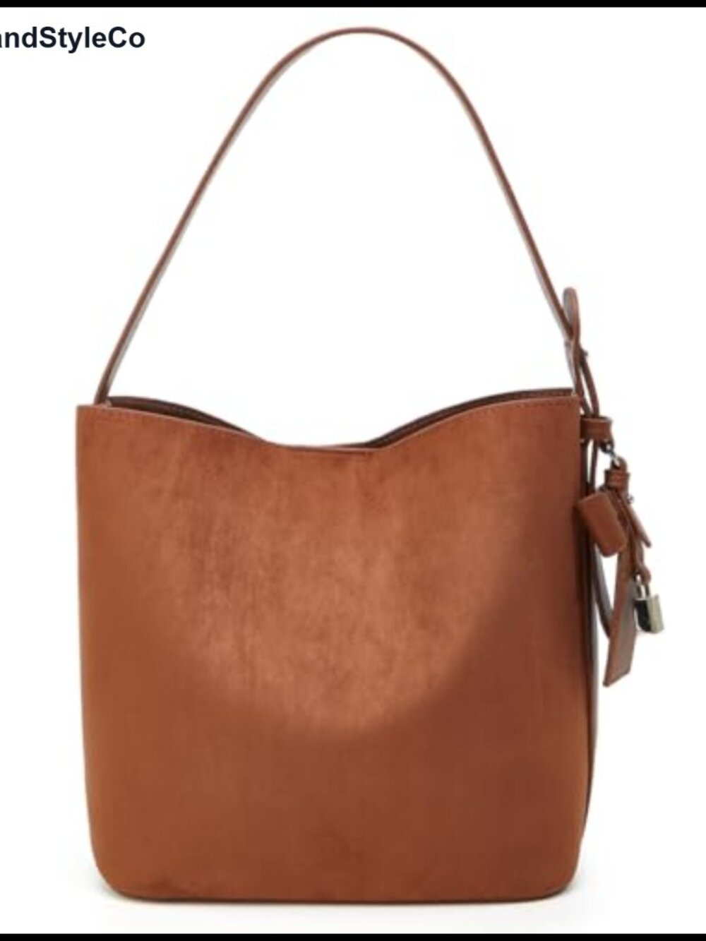 Faux Suede Shoulder Bag Women's Vintage Bucket Handbag Crossbody Purse Tote